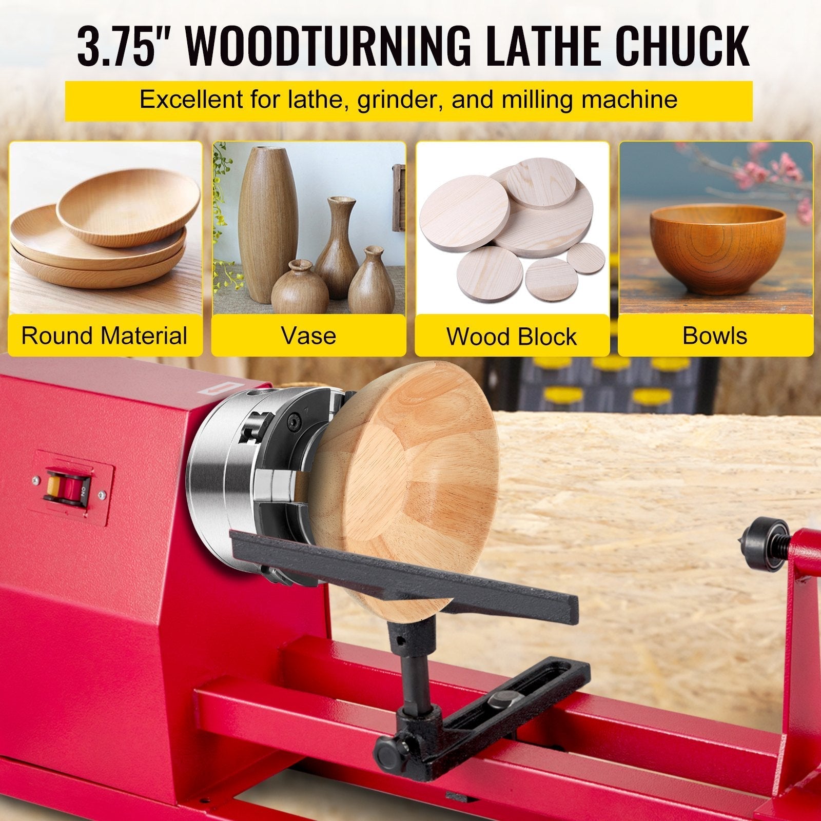 VEVOR Wood Lathe Chuck, 3.75