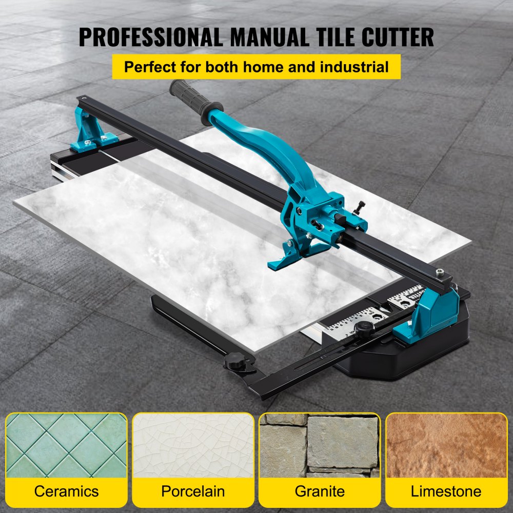 VEVOR Tile Cutter, 24 Inch Manual Tile Cutter, Tile Cutter Tools w/Single Rail Double Brackets, 3/5 in Cap w/Precise Laser Guide, Tile Cutter Porcelain Tools for Precision Cutting Porcelain Tiles