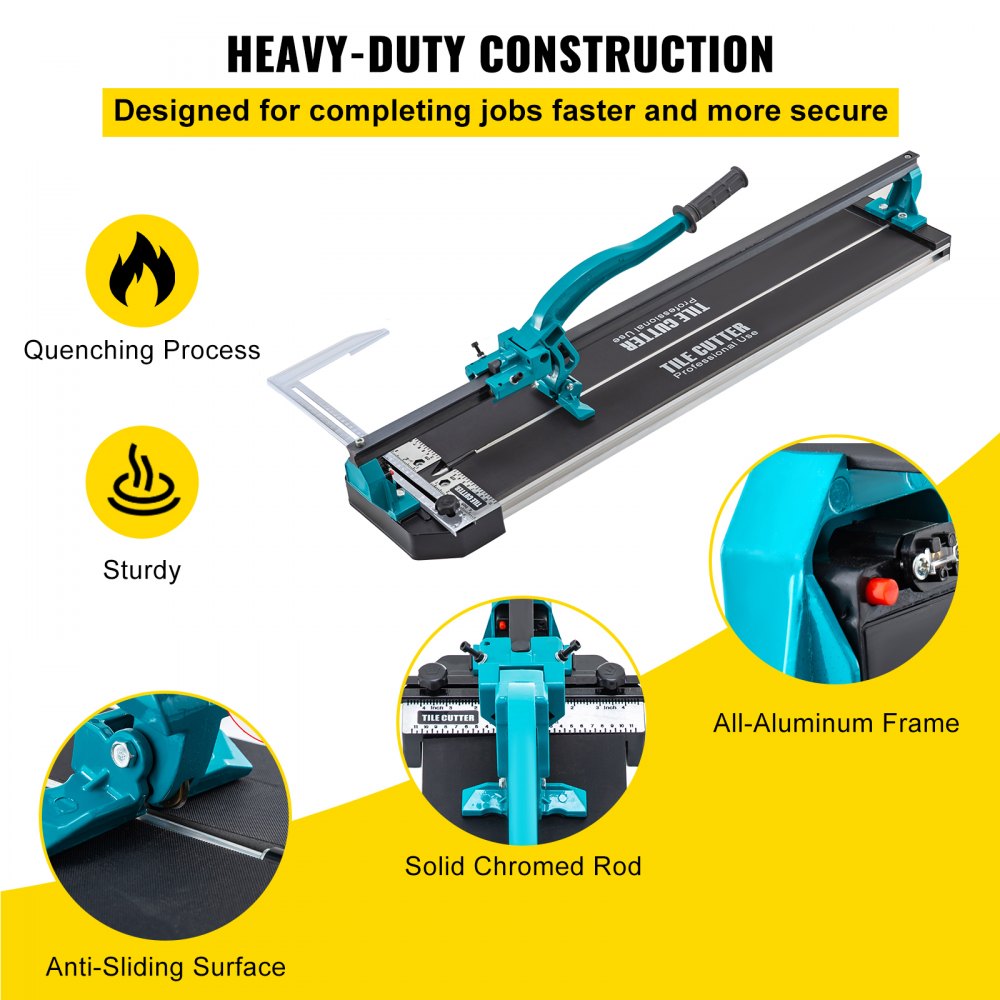 VEVOR Tile Cutter 31 Inch,Manual Tile Cutter Single Rail w/Precise Laser Positioning, Alloy Cutter Wheel with Ergonomic Handle, Accurate Rulers, For Large Tile 0.24\