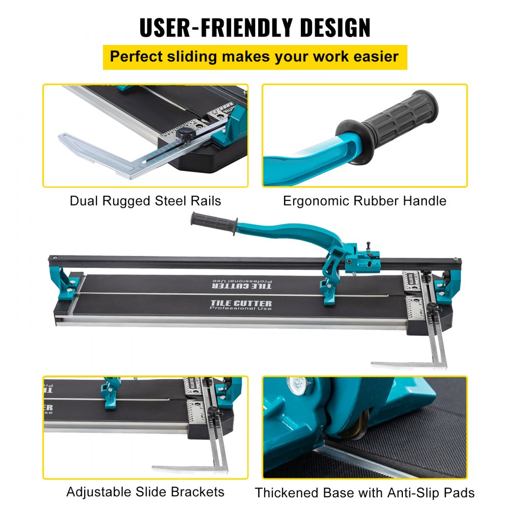 VEVOR Tile Cutter 31 Inch,Manual Tile Cutter Single Rail w/Precise Laser Positioning, Alloy Cutter Wheel with Ergonomic Handle, Accurate Rulers, For Large Tile 0.24\