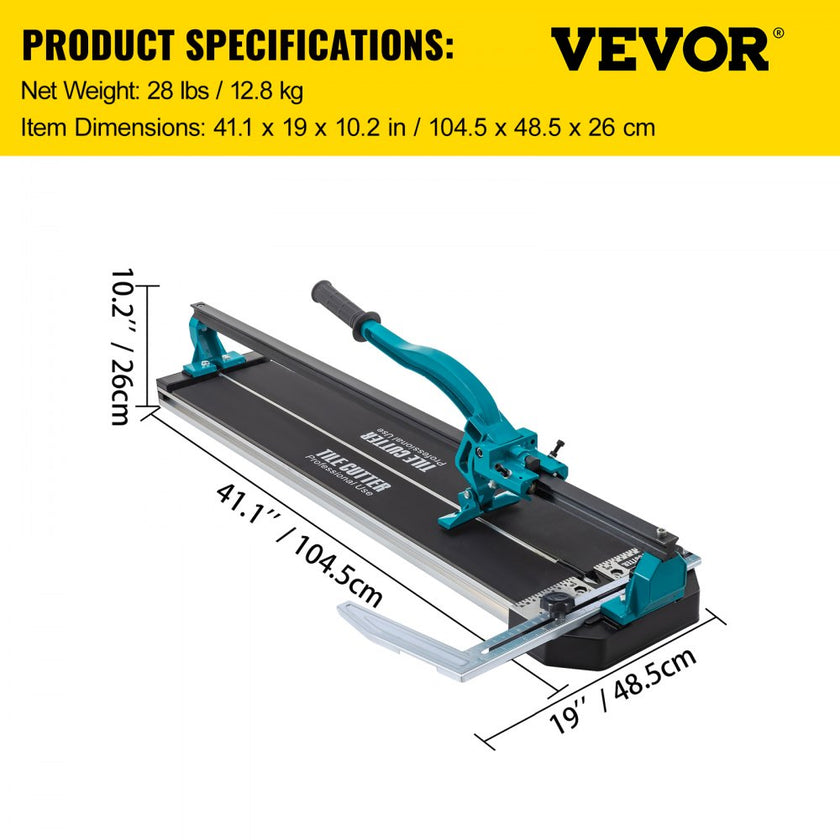 VEVOR Tile Cutter 31 Inch,Manual Tile Cutter Single Rail w/Precise Laser Positioning, Alloy Cutter Wheel with Ergonomic Handle, Accurate Rulers, For Large Tile 0.24\