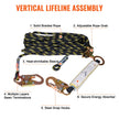 VEVOR Vertical Lifeline Assembly, 0.55'' x 50' Fall Protection Rope with 30 KN Breaking Tension, Polyester Roofing Rope with Steel Snap Hooks, Rope Grab, and Shock Absorber, ANSI Compliant