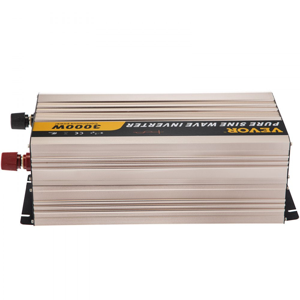 VEVOR Pure Sine Wave Inverter, 3000 Watt Power Inverter, DC 12V to AC 110V Car Inverter, with LCD Display, 5V USB Port, AC Outlets (GFCI) Power Converter, for Car, RV Truck,Solar System,Travel Camping