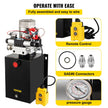 VEVOR Hydraulic Power Unit 12 Volt Dump Trailer Hydraulic Pump Double Acting 12 Quart Hydraulic Pump Electric Hydraulic Cylinder Pump with Brass Pressure Gauge for Dump Trailer Lift Gates & Trucker