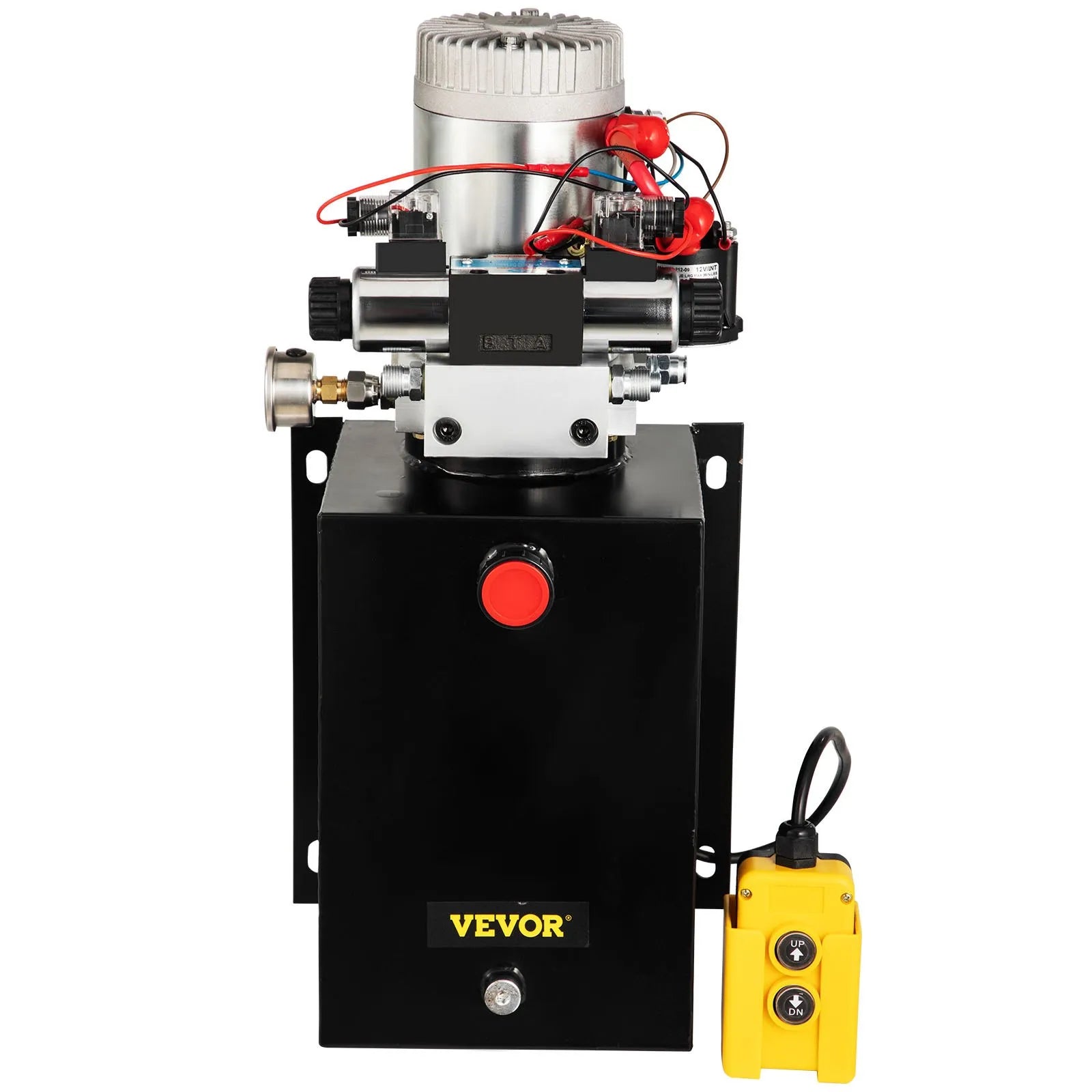 VEVOR Hydraulic Power Unit 12 Volt Dump Trailer Hydraulic Pump Double Acting 12 Quart Hydraulic Pump Electric Hydraulic Cylinder Pump with Brass Pressure Gauge for Dump Trailer Lift Gates & Trucker