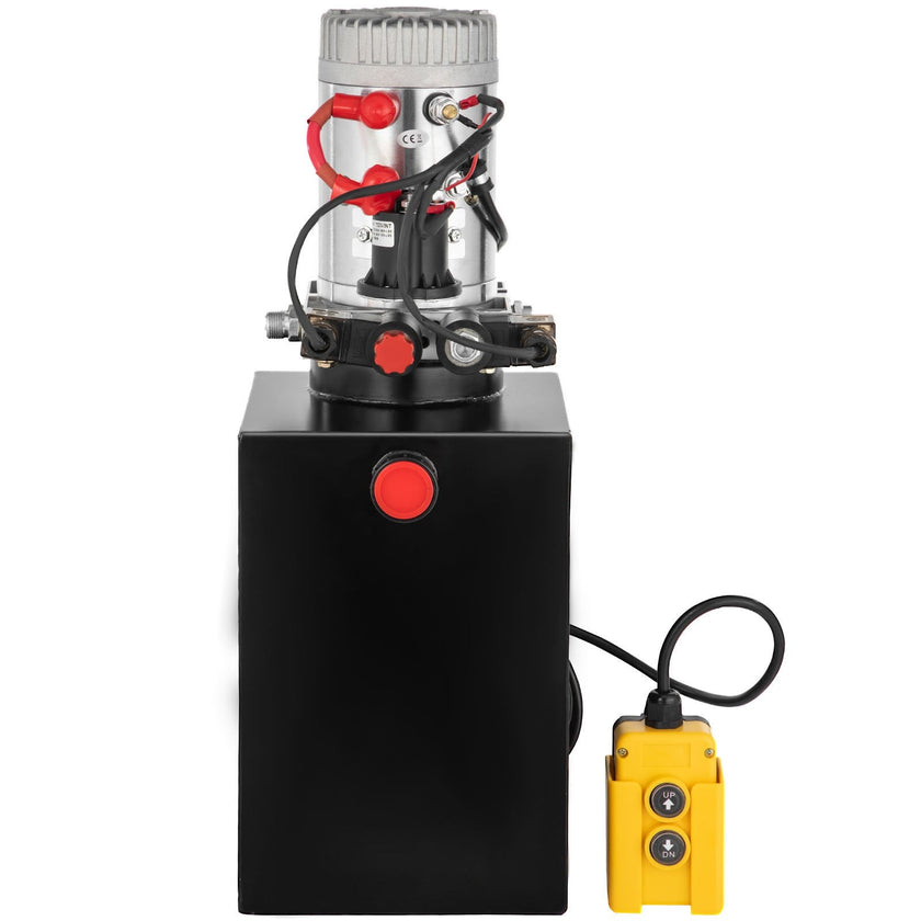 VEVOR Hydraulic Pump Double Acting Hydraulic Power Unit 12V DC Dump Trailer Pump 3200PSI Hydraulic Power Unit for Dump Trailer Car Lifting (12 Quart, Steel/Double Acting)