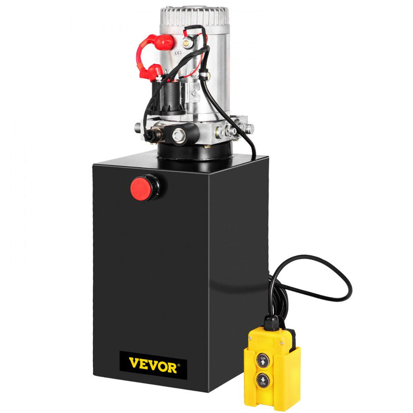VEVOR Single Acting 15 Quart Hydraulic Pump 12V DC Hydraulic Power Unit 3.75 Gallon Dump Trailer Pump Steel Hydraulic Power Unit