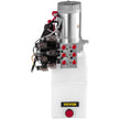 VEVOR Hydraulic Power Unit 6 Way 6 Quart Hydraulic Pump Double Acting Hydraulic Power Unit 12V DC Dump Trailer Car Remote with Plastic Oil Reservoir (Plastic, Double Acting)