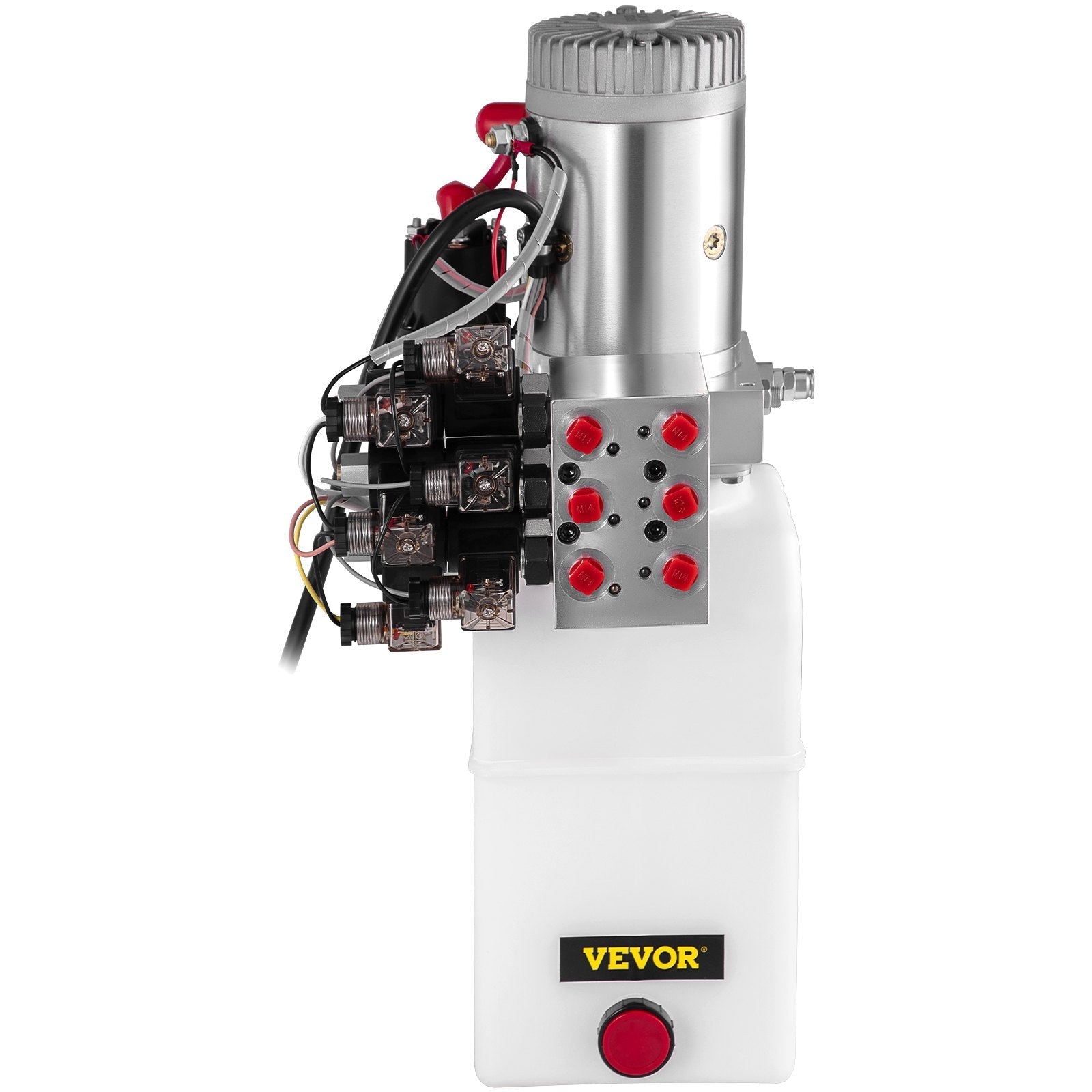 VEVOR Hydraulic Power Unit 6 Way 6 Quart Hydraulic Pump Double Acting Hydraulic Power Unit 12V DC Dump Trailer Car Remote with Plastic Oil Reservoir (Plastic, Double Acting)