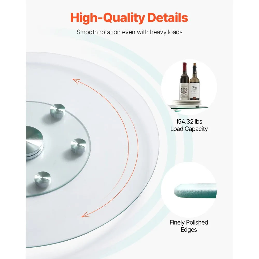 VEVOR Glass Lazy Susan Turntable Dining Table Centerpiece 30 in Rotating Tray