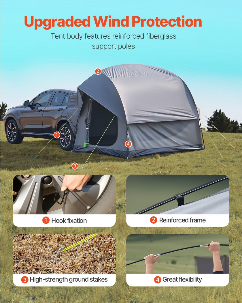 VEVOR SUV Camping Tent Outdoor SUV Tent with 2 Doors Waterproof for 5-8 Person