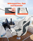VEVOR Boat Seat High Backrest Flip Up Boat Seat Captain Bucket Seat White & Grey