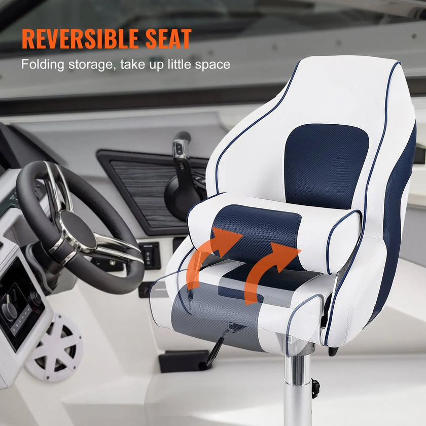 VEVOR Boat Seat Flip-up Seat Bolster Captain Bucket Seat Fishing Pontoon 1 pc