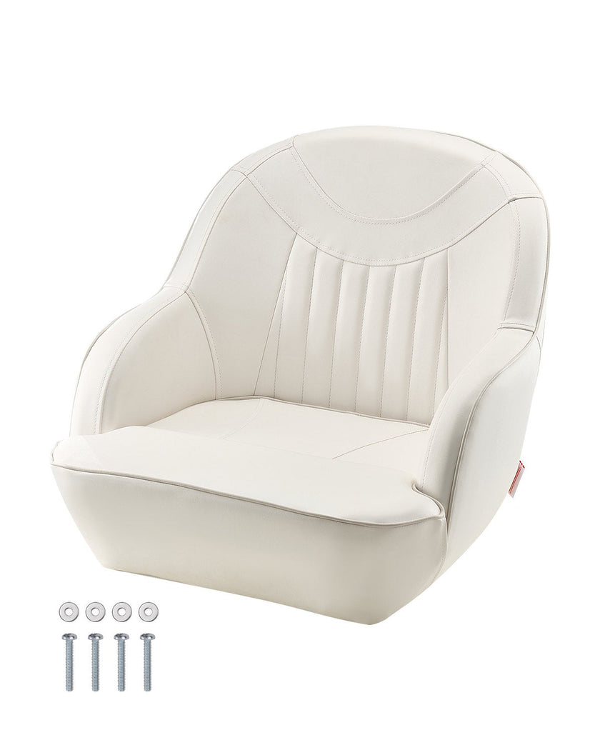 VEVOR Boat Seat Low Backrest PVC Leather Captain Bucket Seat White