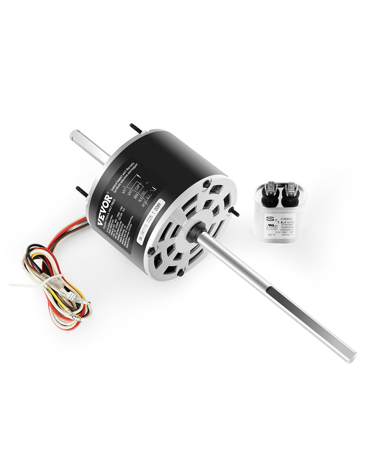 VEVOR 1/3HP RV AC Fan Motor AC115V 3A 1675RPM Single Phase 7.5uf/370V Capacitor