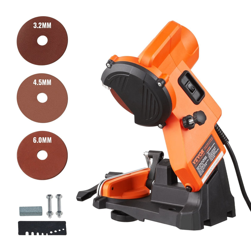 VEVOR Electric Chainsaw Sharpener, 140W Electric Saw Chain Blade Sharpener 5700RPM, Professional Bench Chain Saw Sharpening Tool with 3 Grinding Wheels Fit 0.25