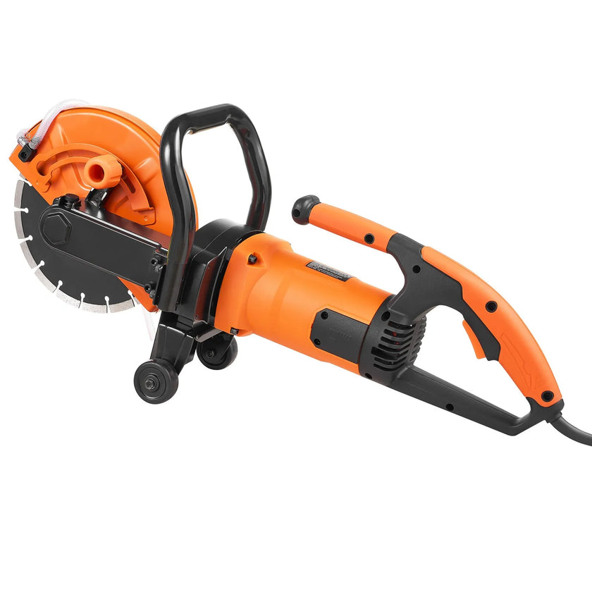 VEVOR Electric Concrete Saw, 9 in, 1800 W 15 A Motor Circular Saw Cutter with 3.5 in Cutting Depth, Wet/Dry Disk Saw Cutter Includes Water Line, Pump and Blade, for Stone, Brick