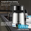 VEVOR 1.1Gal Water Distiller, 0.3Gal/H, 750W Distilled Water Maker Machine 0-99H Timing Set Temp Display, 304 Stainless Steel Countertop Distiller Glass Carafe Cleaning Powder 3 Carbon Packs, Silver