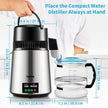VEVOR 1.1Gal Water Distiller, 0.3Gal/H, 750W Distilled Water Maker Machine 0-99H Timing Set Temp Display, 304 Stainless Steel Countertop Distiller Glass Carafe Cleaning Powder 3 Carbon Packs, Silver
