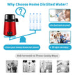VEVOR 1.1Gal Water Distiller, 0.3Gal/H, 750W Distilled Water Maker Machine 0-99H Timing Set Temp Display, 304 Stainless Steel Countertop Distiller Glass Carafe Cleaning Powder 3 Carbon Packs, Red