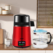 VEVOR 1.1Gal Water Distiller, 0.3Gal/H, 750W Distilled Water Maker Machine 0-99H Timing Set Temp Display, 304 Stainless Steel Countertop Distiller Glass Carafe Cleaning Powder 3 Carbon Packs, Red