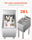 VEVOR Commercial Ice Bin 28 L Underbar Ice Bin with Sliding Lid Bottle Holders