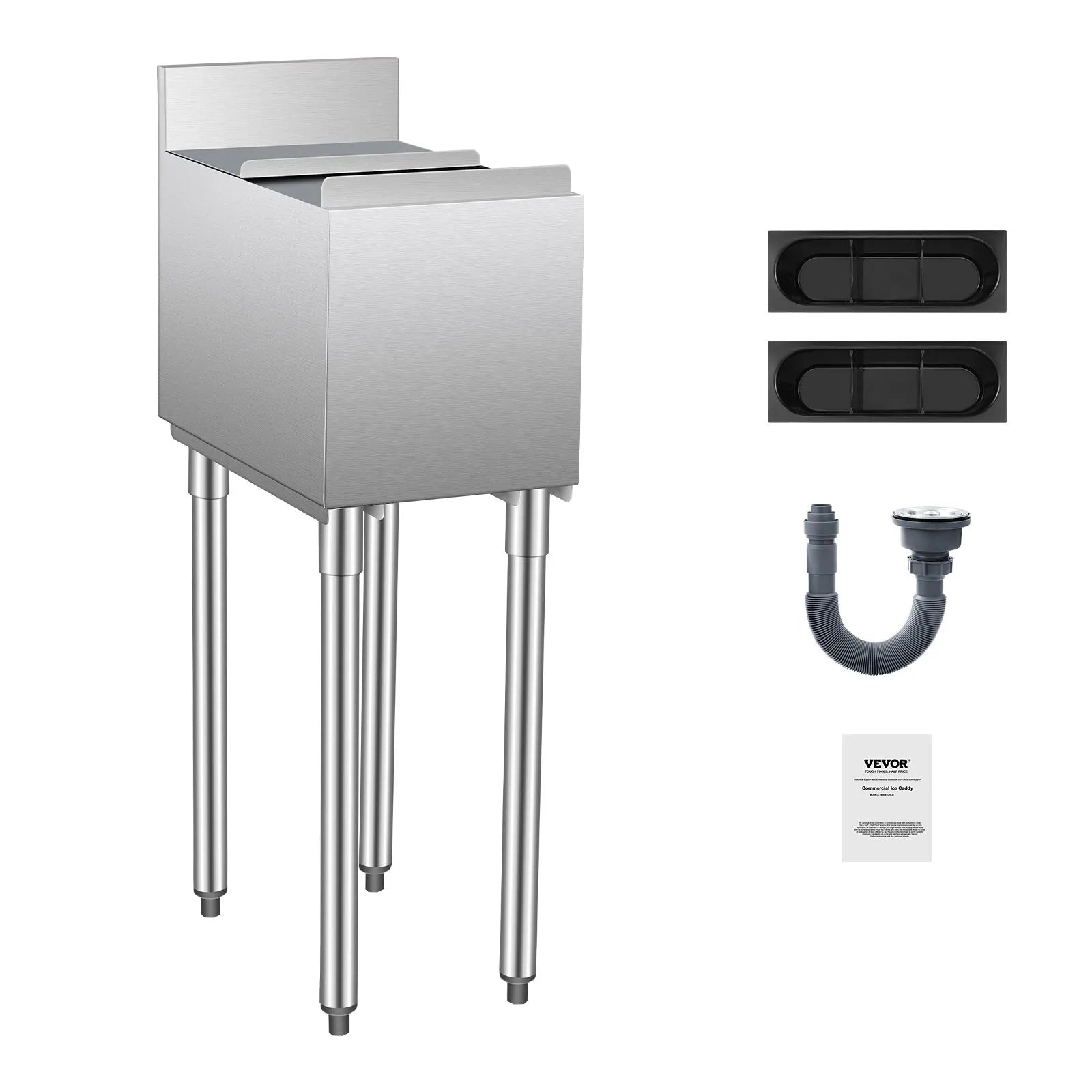 VEVOR Commercial Ice Bin 28 L Underbar Ice Bin with Sliding Lid Bottle Holders