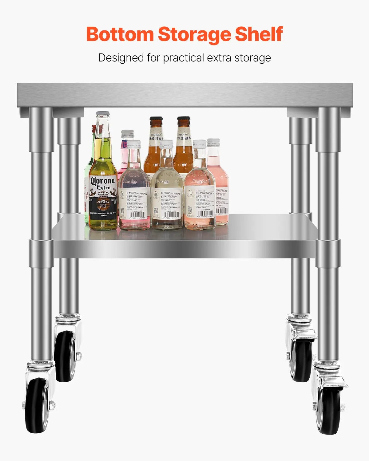 VEVOR Commercial Ice Bin 61.6 L Ice Chest on Wheels with Bottom Storage Tray