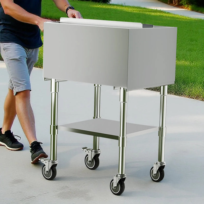VEVOR Commercial Ice Bin 61.6 L Ice Chest on Wheels with Bottom Storage Tray
