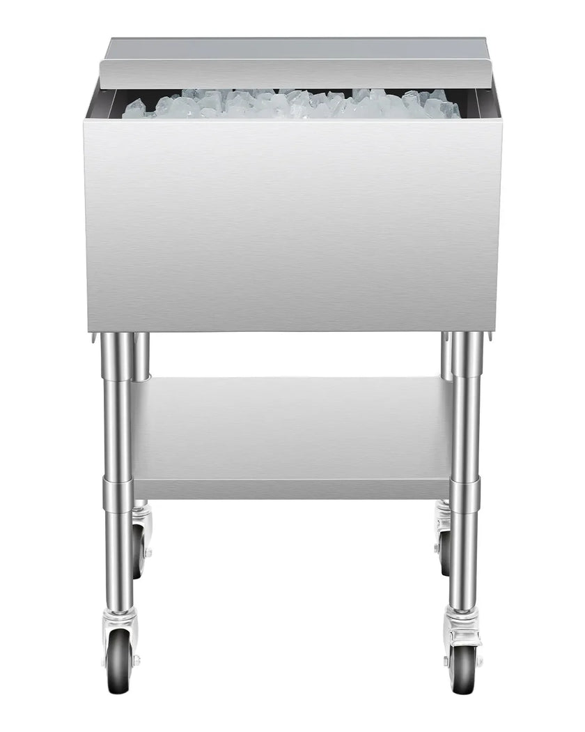 VEVOR Commercial Ice Bin 61.6 L Ice Chest on Wheels with Bottom Storage Tray