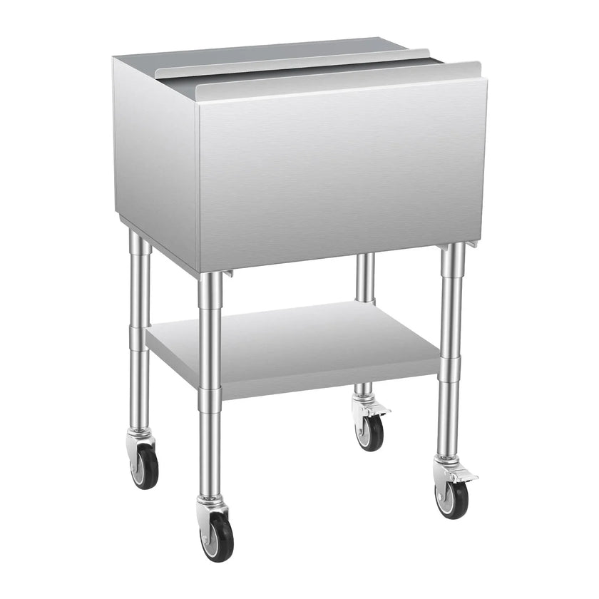 VEVOR Commercial Ice Bin 61.6 L Ice Chest on Wheels with Bottom Storage Tray