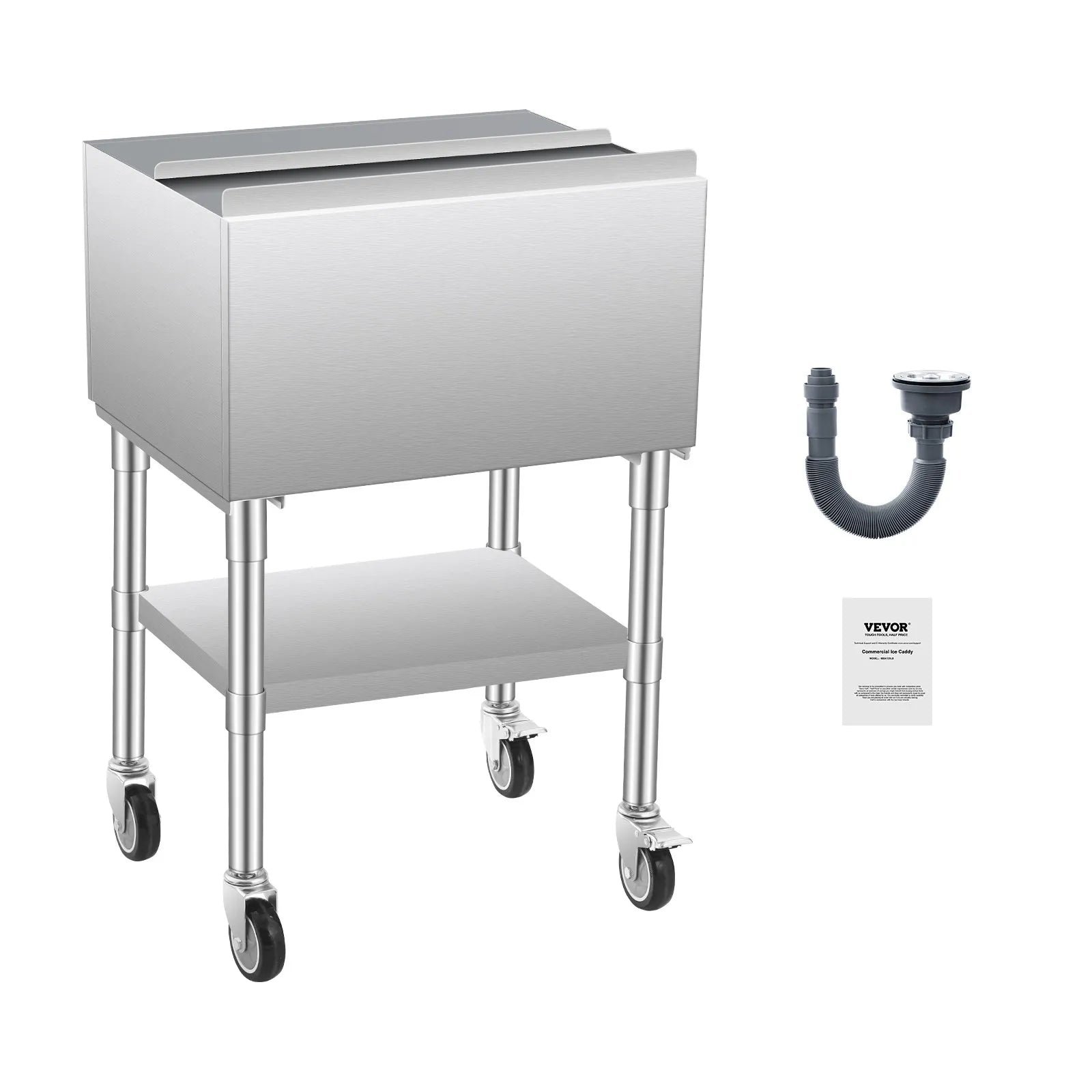 VEVOR Commercial Ice Bin 61.6 L Ice Chest on Wheels with Bottom Storage Tray