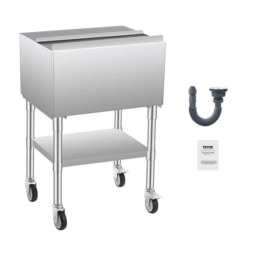 VEVOR Commercial Ice Bin 61.6 L Ice Chest on Wheels with Bottom Storage Tray