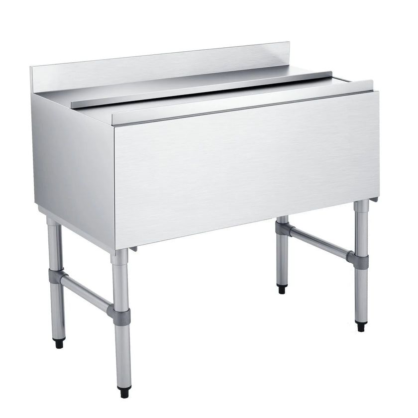 Commercial Ice Bin – 100.7 Qt Stainless Steel Underbar Ice Chest with Sliding Lid – NSF Certified