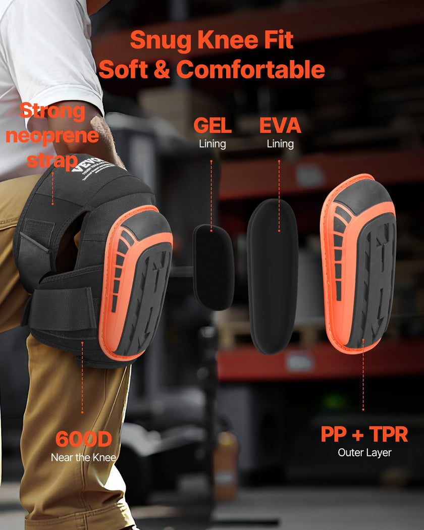 VEVOR Knee Pads for Work Extended Construction Knee Pads Soft Foam Gel Cushion