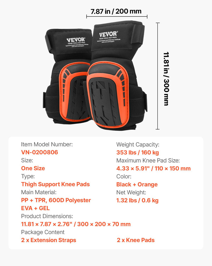 VEVOR Knee Pads for Work Extended Construction Knee Pads Soft Foam Gel Cushion