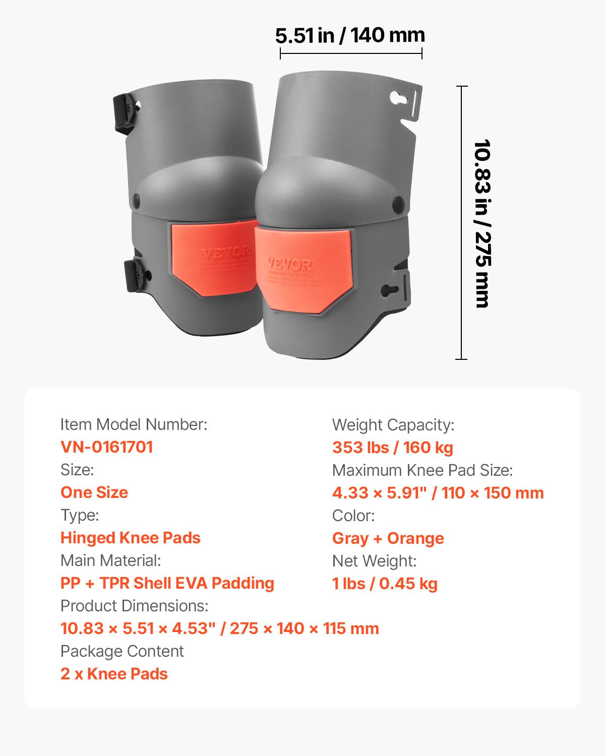VEVOR Knee Pads for Work Extra Thick for Construction Flooring Cleaning Roofing