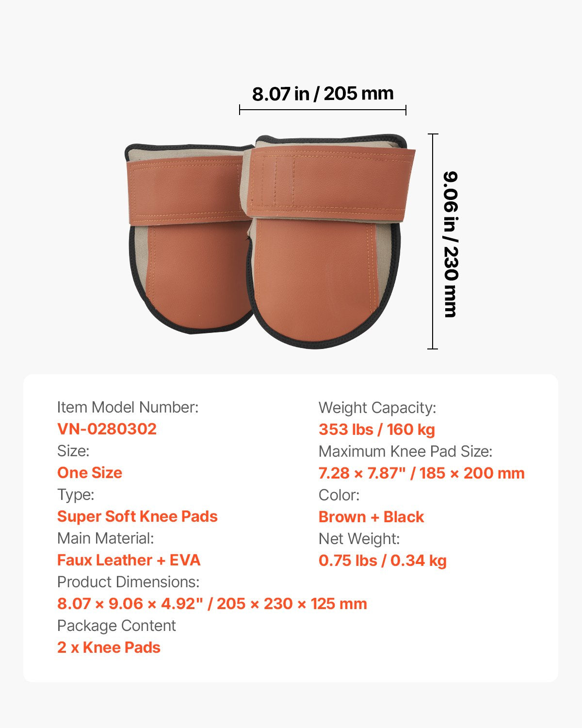 VEVOR Knee Pads for Work Durable Leather Construction Pads Washable Extra Thick