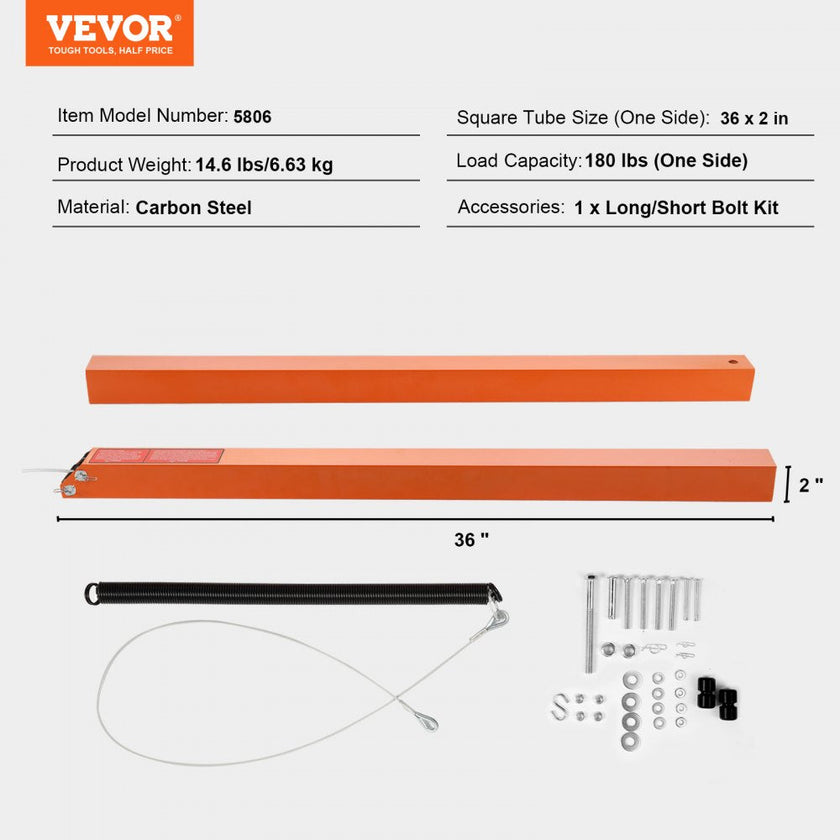 VEVOR Trailer Tailgate Lift Assist, Max 180 lbs Load Capacity, Compatible with Open Utility Trailer Tailgate and Ramp, with 10 to 24 Inches Heights Side Rail and 4 to 6 Feet Height Tail Gate or Ramp