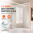 VEVOR Semi-frameless Double Sliding Shower Door SGCC Tempered Glass 1/4