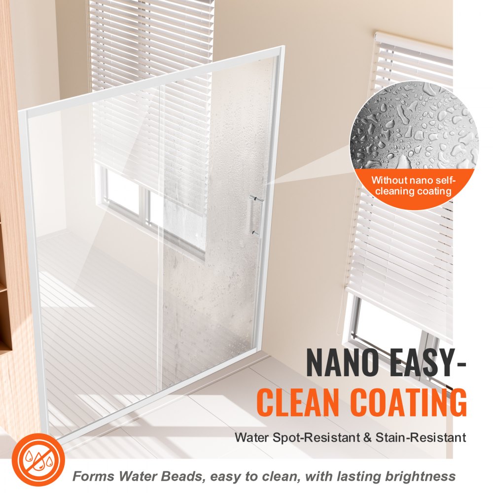 VEVOR Semi-frameless Shower Door 57.7-59