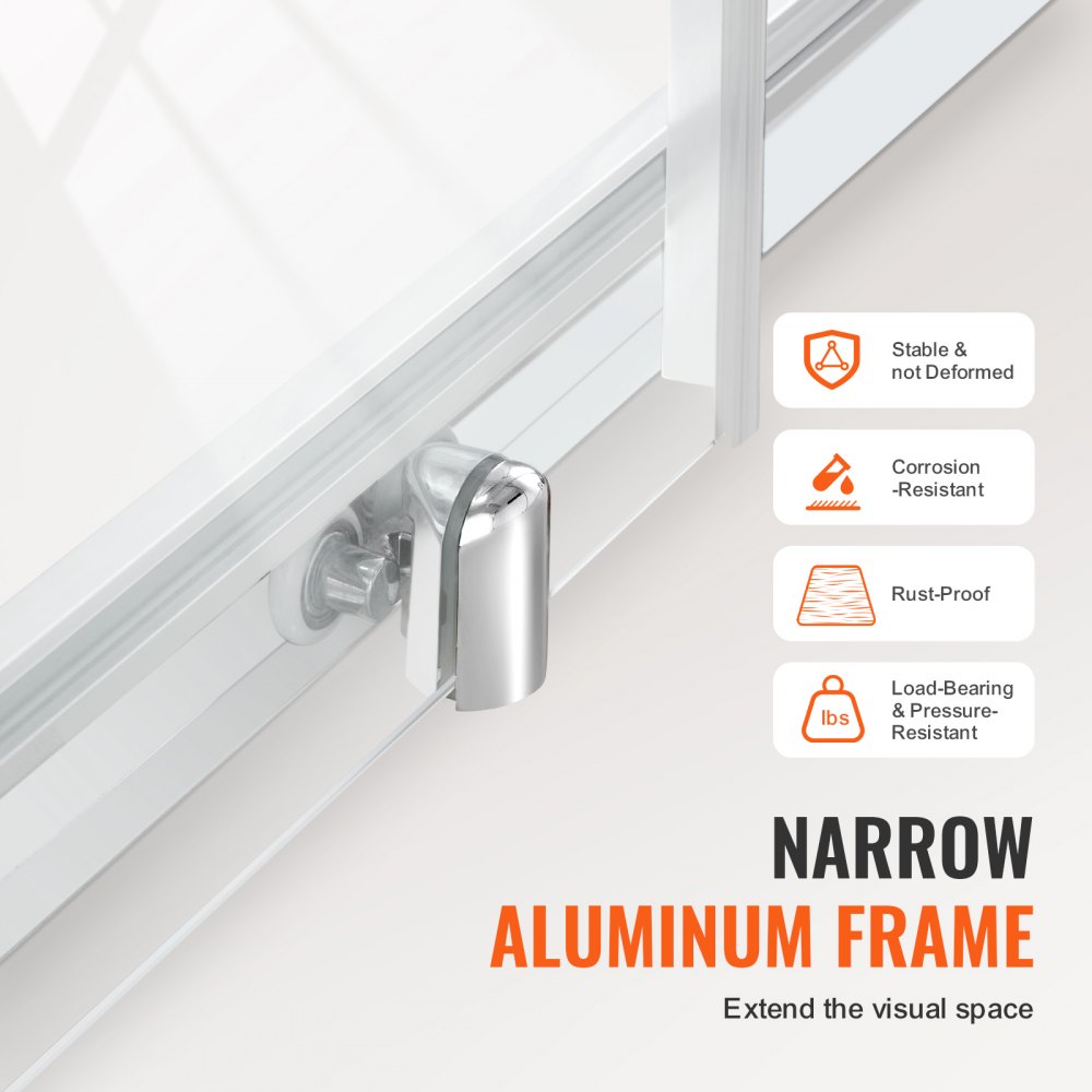VEVOR Semi-frameless Shower Door 57.7-59