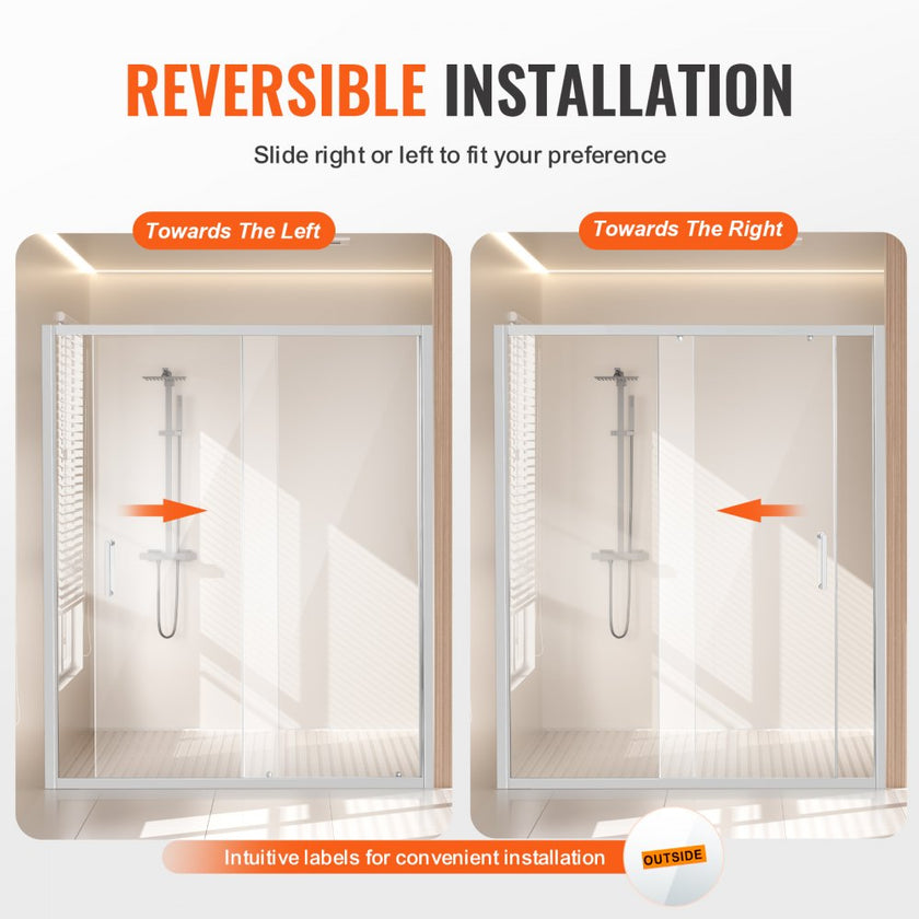 VEVOR Semi-frameless Shower Door 57.7-59