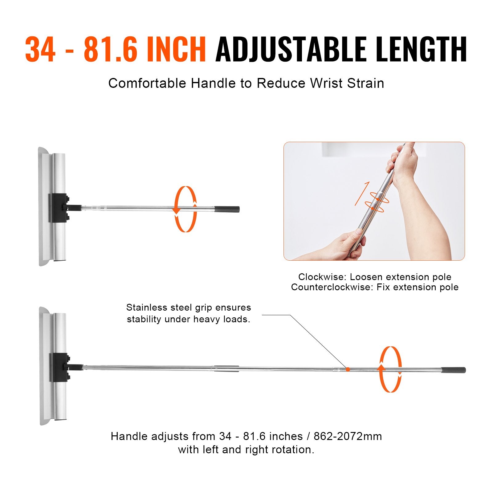 VEVOR Drywall Skimming Kit, Handle + Fixator Smoothing Knife Accessory, Professional Skim Coat Tools For Drywall, Wipe/Drywall Knife, for Gyprock / WallBoard / Plasterboard (No Blade)