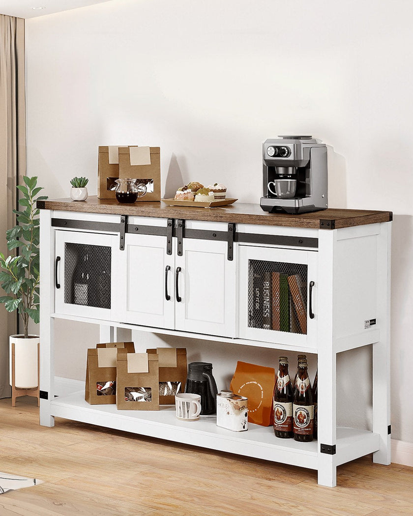 VEVOR Coffee Bar Cabinet 4-Tier Coffee Bar Table with Barn Doors for Living Room