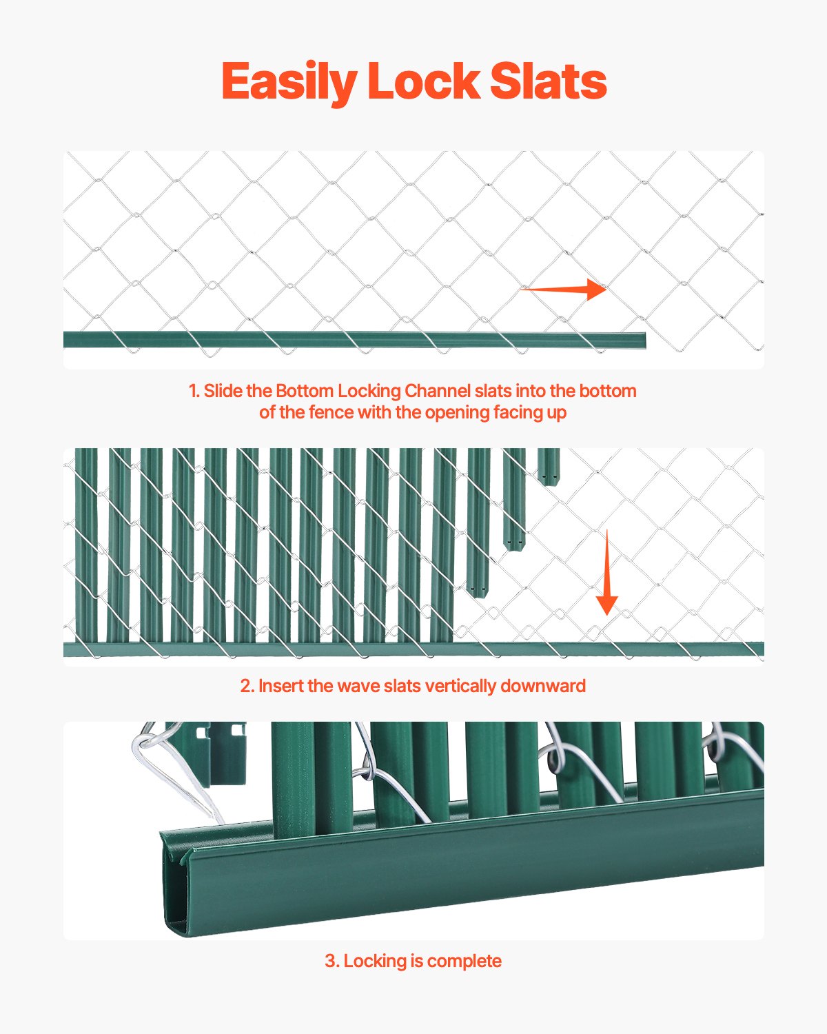 VEVOR Chain Link Fence Privacy Slats Single-Wall for 4' High Fence Bottom Lock