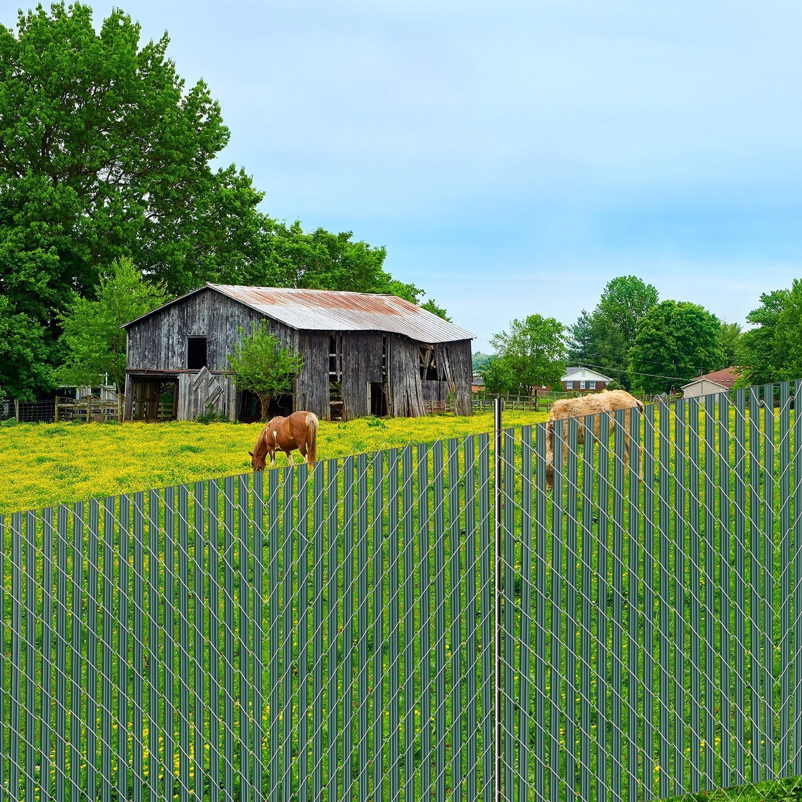 VEVOR Chain Link Fence Privacy Slats Single-Wall for 5' High Fence Bottom Lock