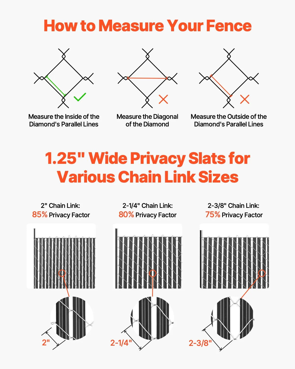 VEVOR Chain Link Fence Privacy Slats Single-Wall for 6' High Fence Bottom Lock