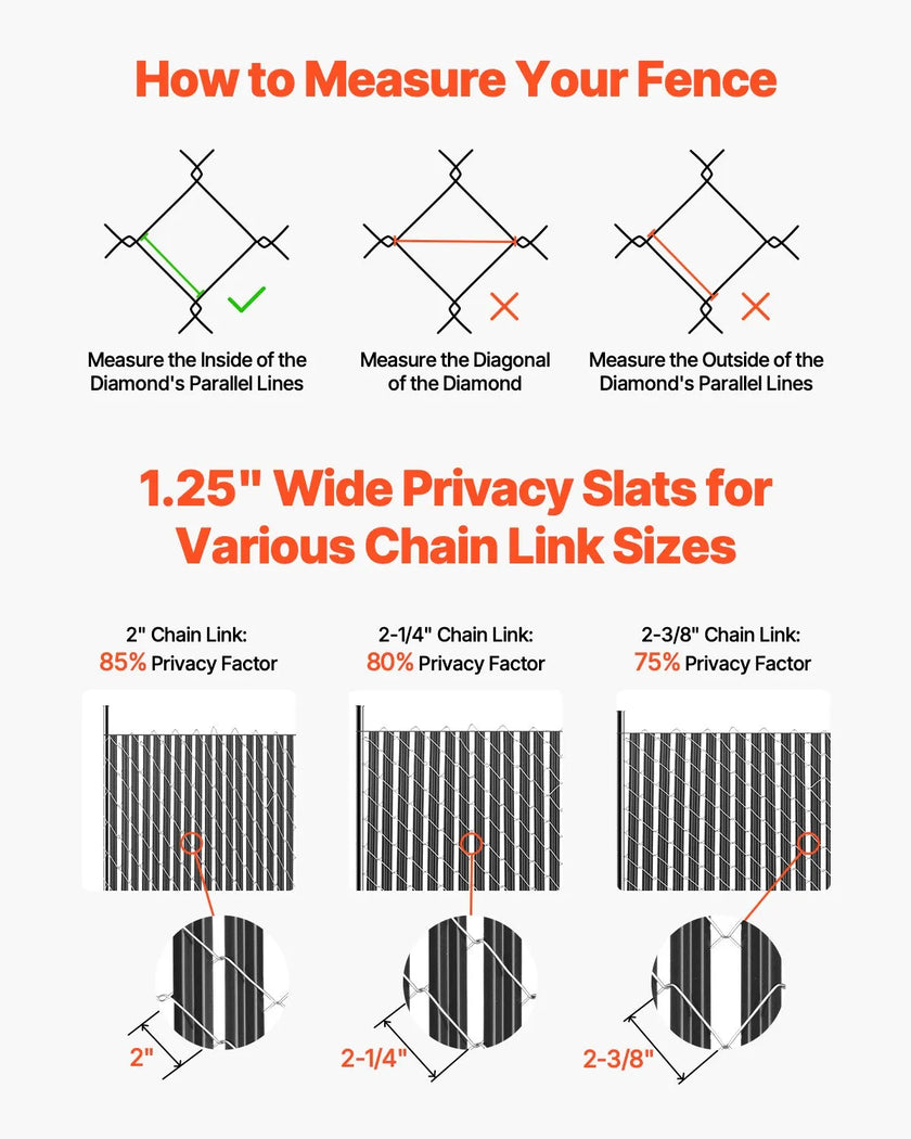 VEVOR Chain Link Fence Privacy Slats Single-Wall for 6' High Fence Bottom Lock