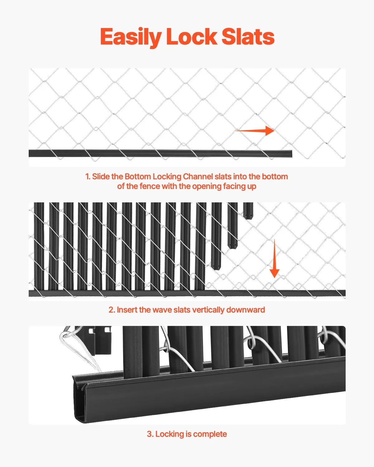 VEVOR Chain Link Fence Privacy Slats Single-Wall for 6' High Fence Bottom Lock
